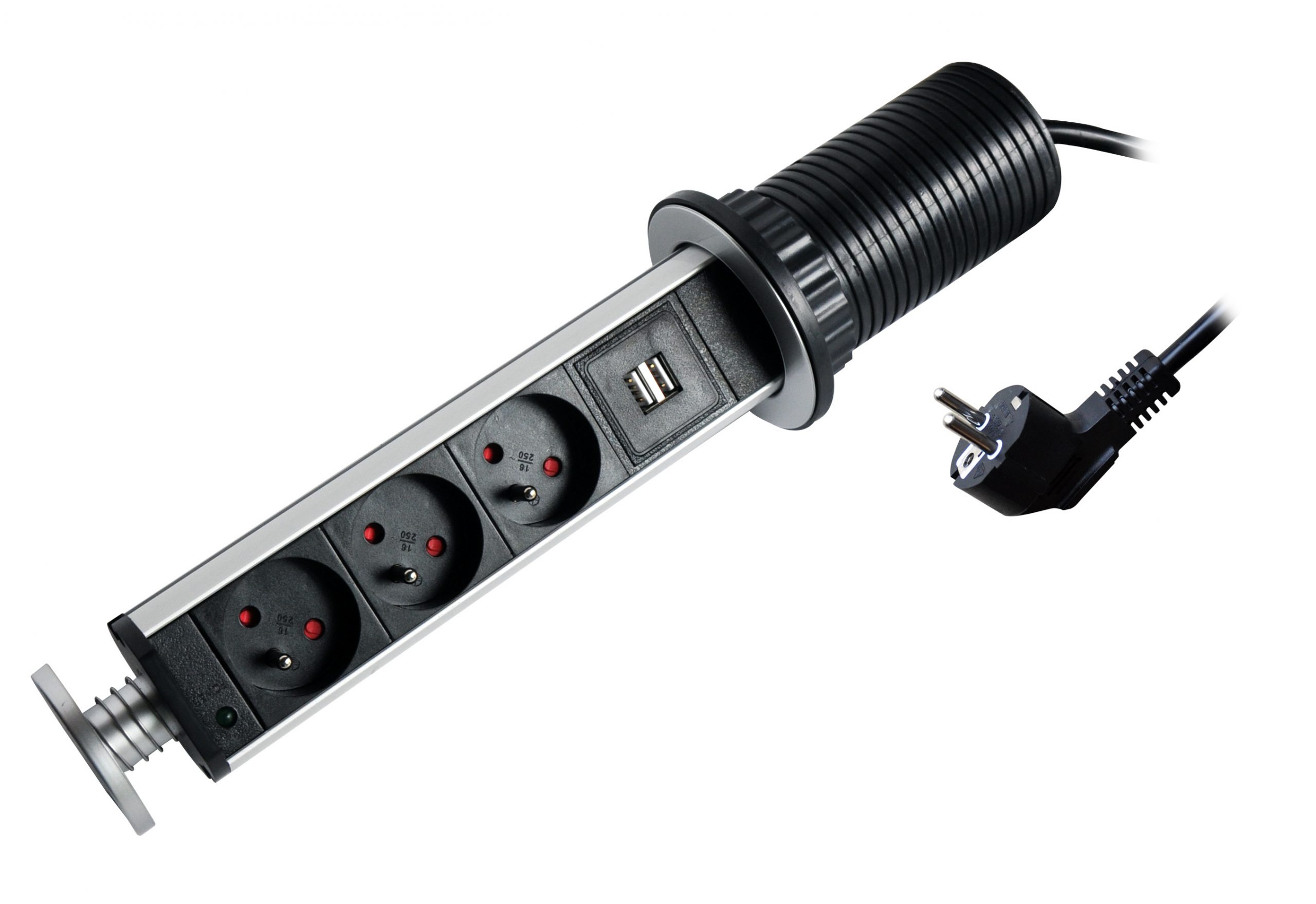 Bloc multiprise escamotable 3 prises + 2 USB - 110110