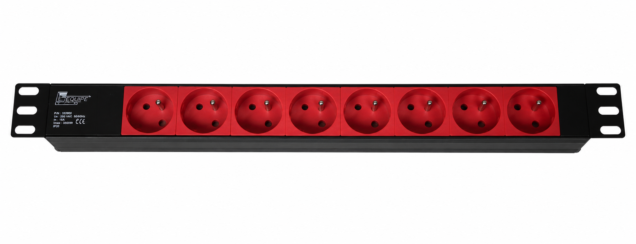 PDU Bandeau rack 19″ horizontale 8 prises rouge - BLF10P08R