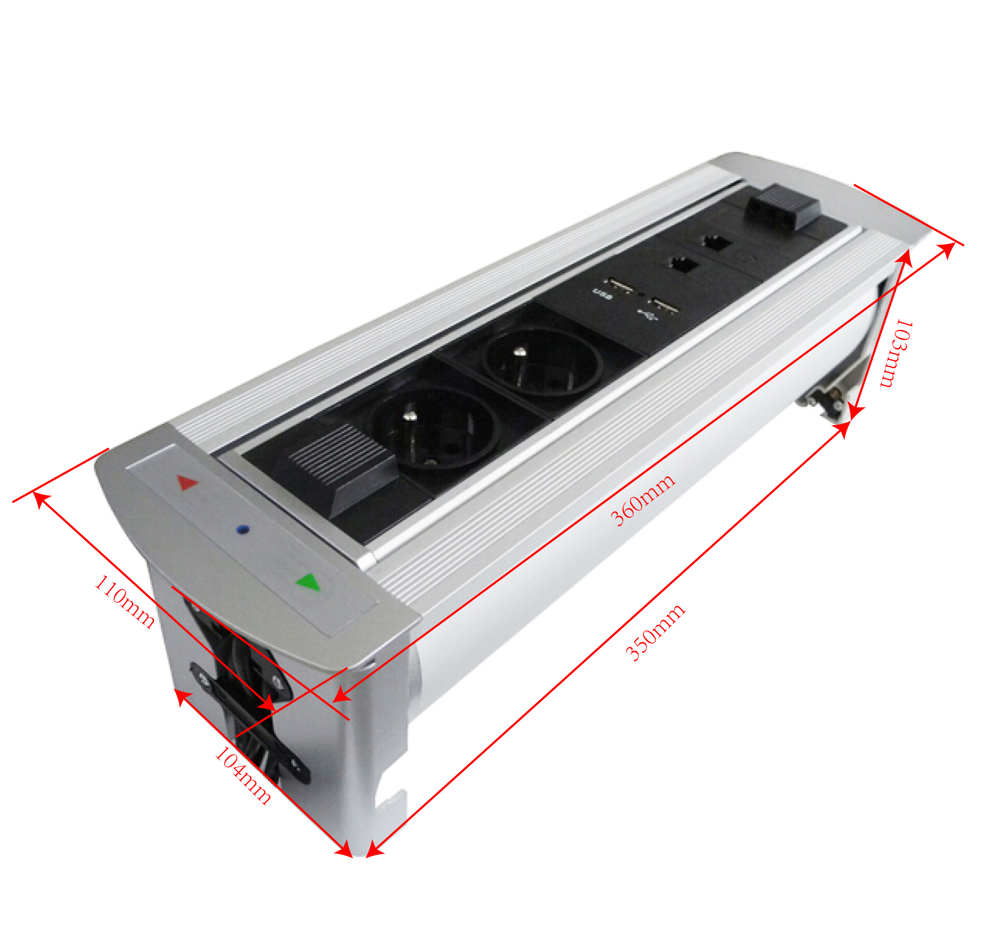 Multiprise motorisée rotative 2 prises + 2 RJ45 + 2 USB - DMS725