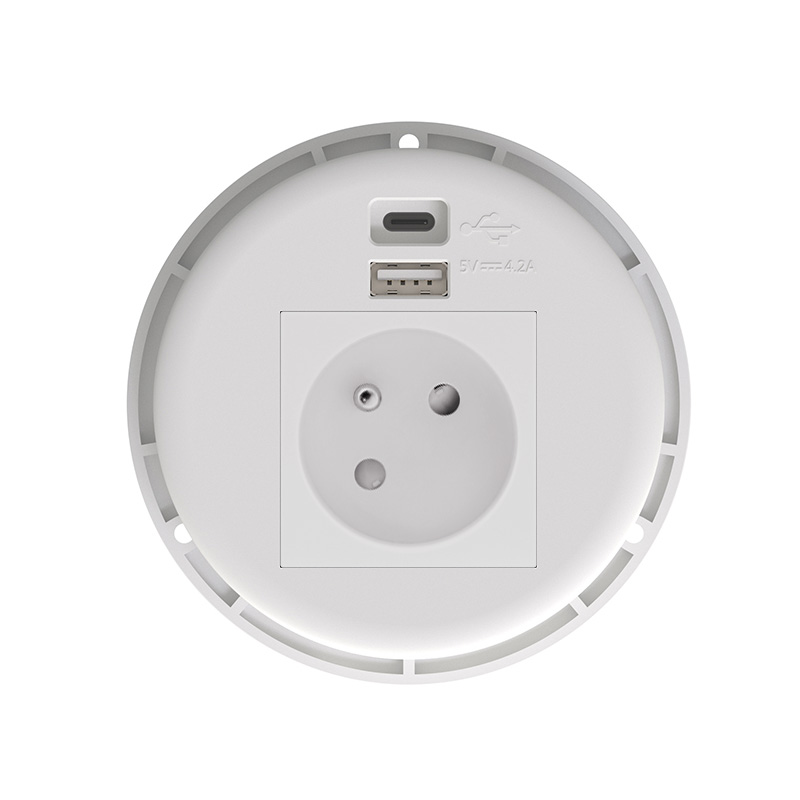 GROMET - Prise encastrable blanche + 2 ports USB A-C - R90-2W