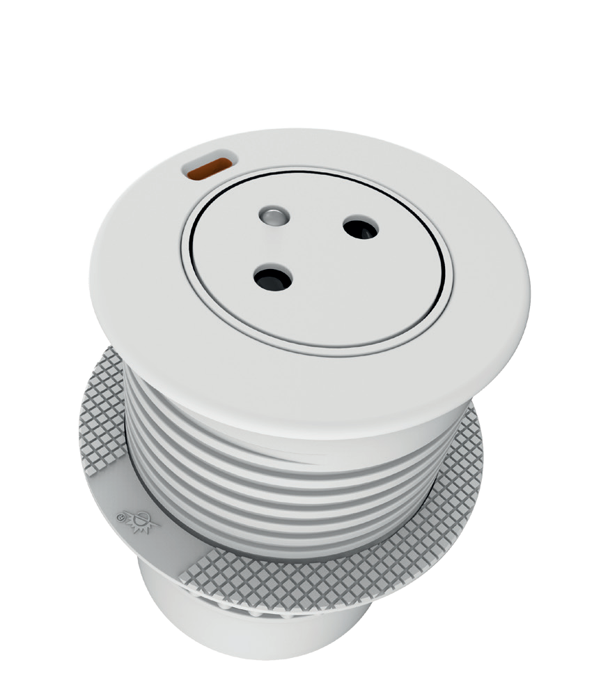 PUSHIX60 – Prise encastrable et rétractable blanche & 1 USB - 110123W