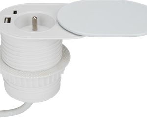 COOLIX – Prise encastrable blanche à clapet coulissant & 2 USB - 110122W