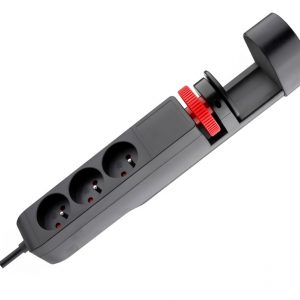 FIX33 - Multiprise noire à fixer - 3 prises & 3 USB - 110129B