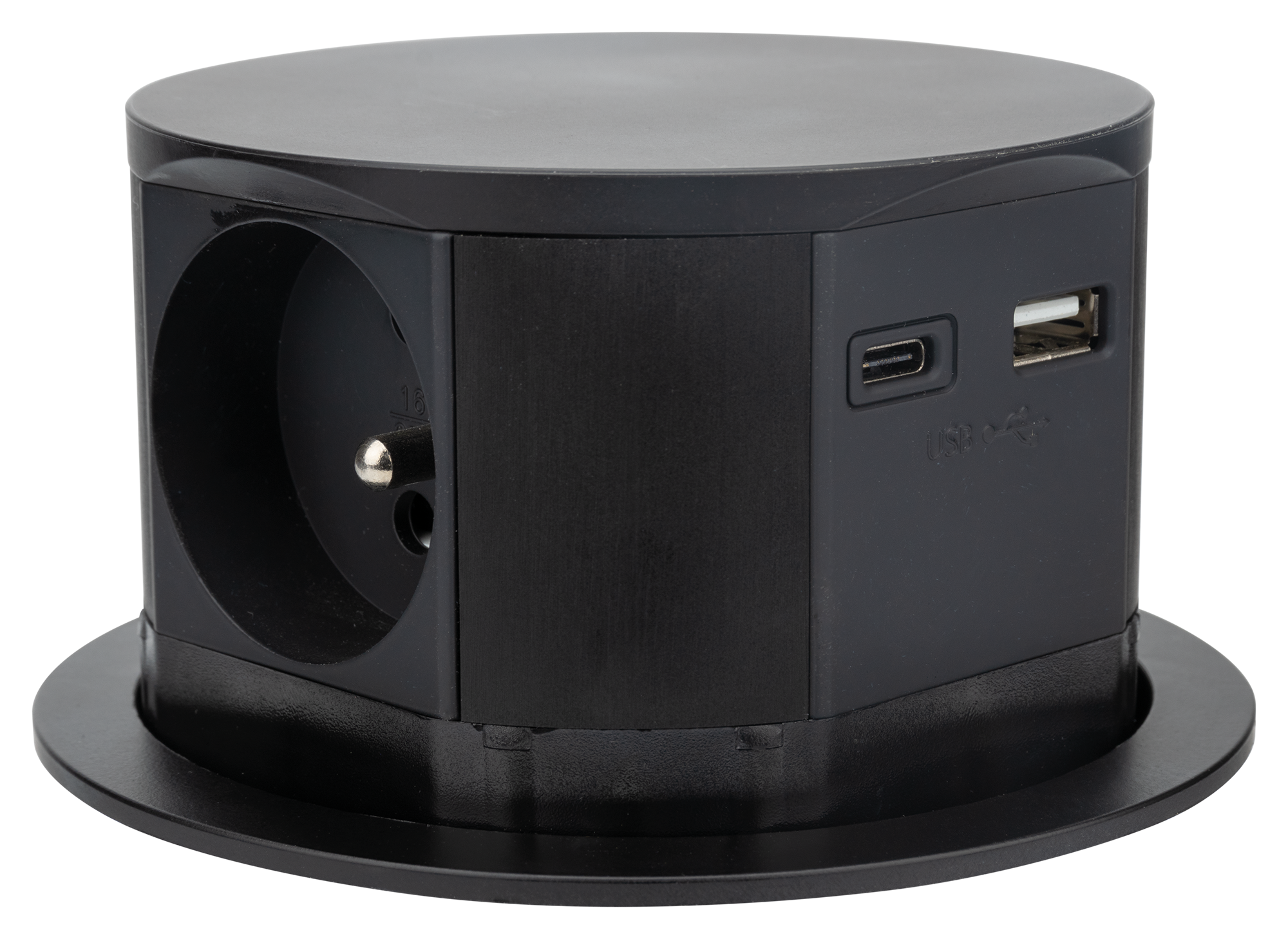PUSHIX100 – Multiprise compacte noire escamotable & 2 USB - 110124