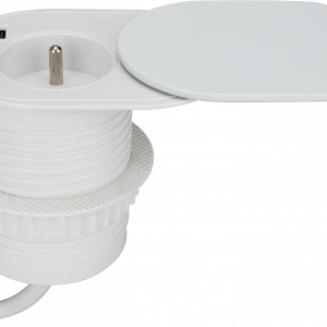 COOLIX – Prise encastrable blanche à clapet coulissant & 2 USB - 110122W