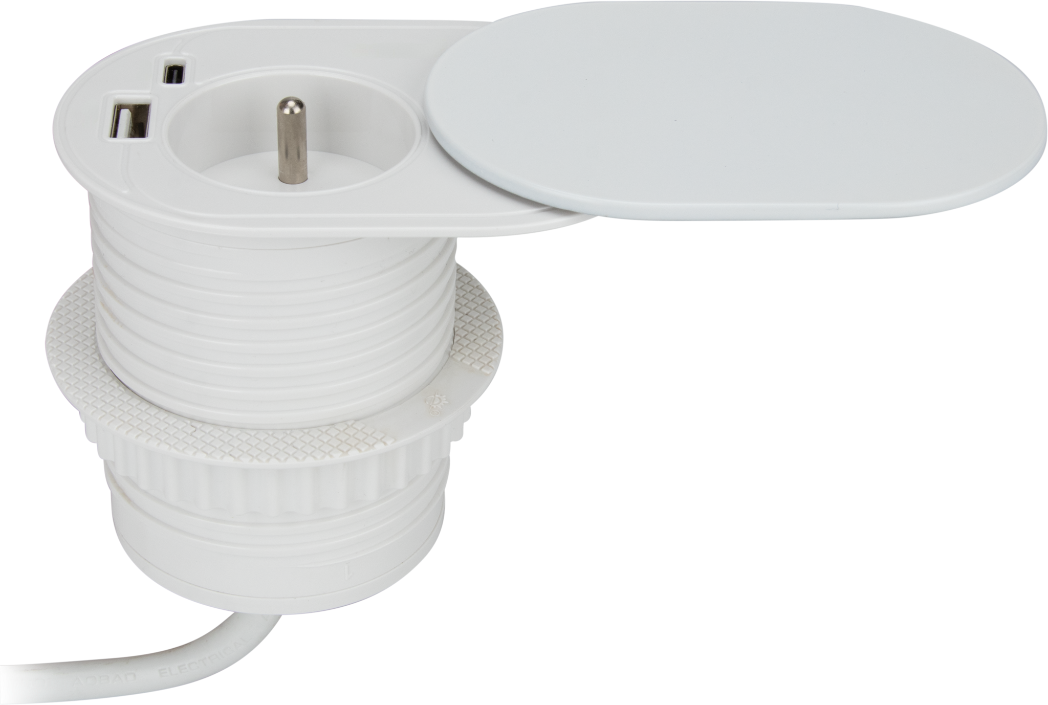 COOLIX – Prise encastrable blanche à clapet coulissant & 2 USB - 110122W