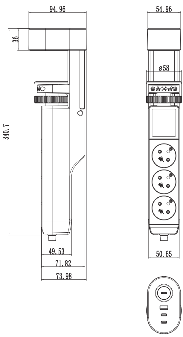 FIX33 - Multiprise noire à fixer - 3 prises & 3 USB - 110129B – Image 3