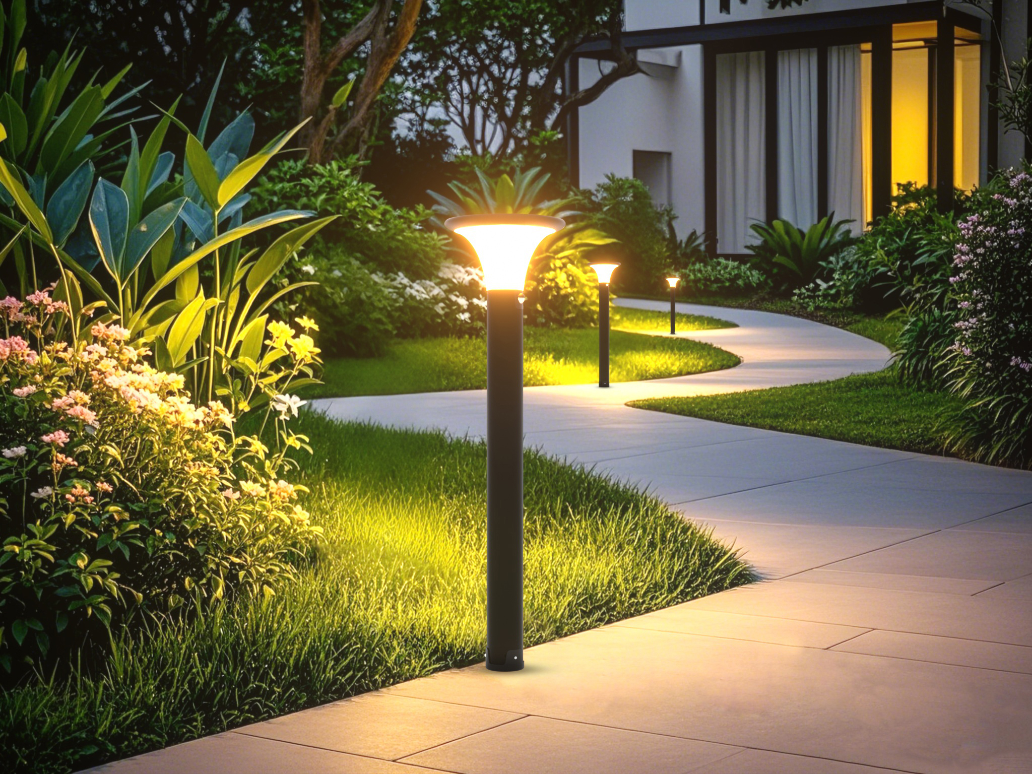 LOLLA – Borne LED solaire ronde noire 15W – 2 CCT - 401064 – Image 2