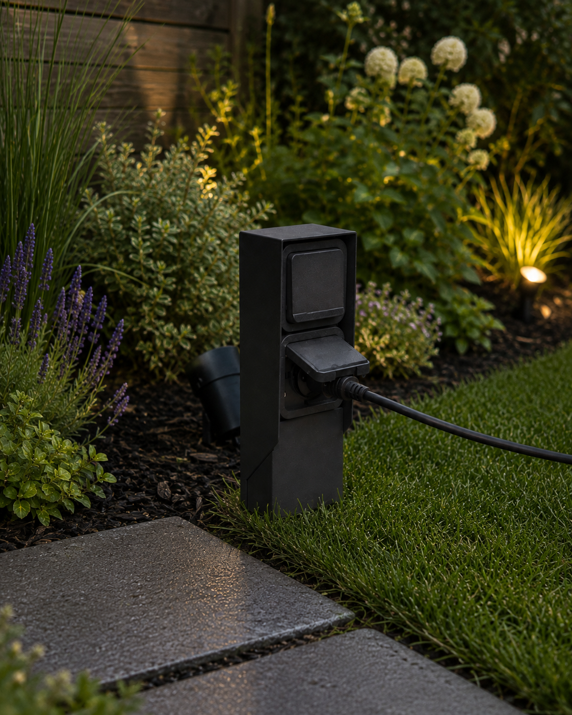 POTIX5 - Borne de jardin noire - 2 prises - IP55 et IK07 - 110132 – Image 3