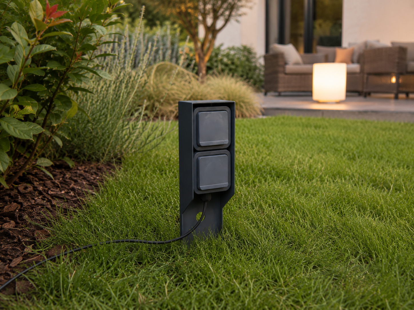 PIQUX5 - Piquet de jardin noir - 2 prises - IP55 et IK07 - 110133 – Image 3